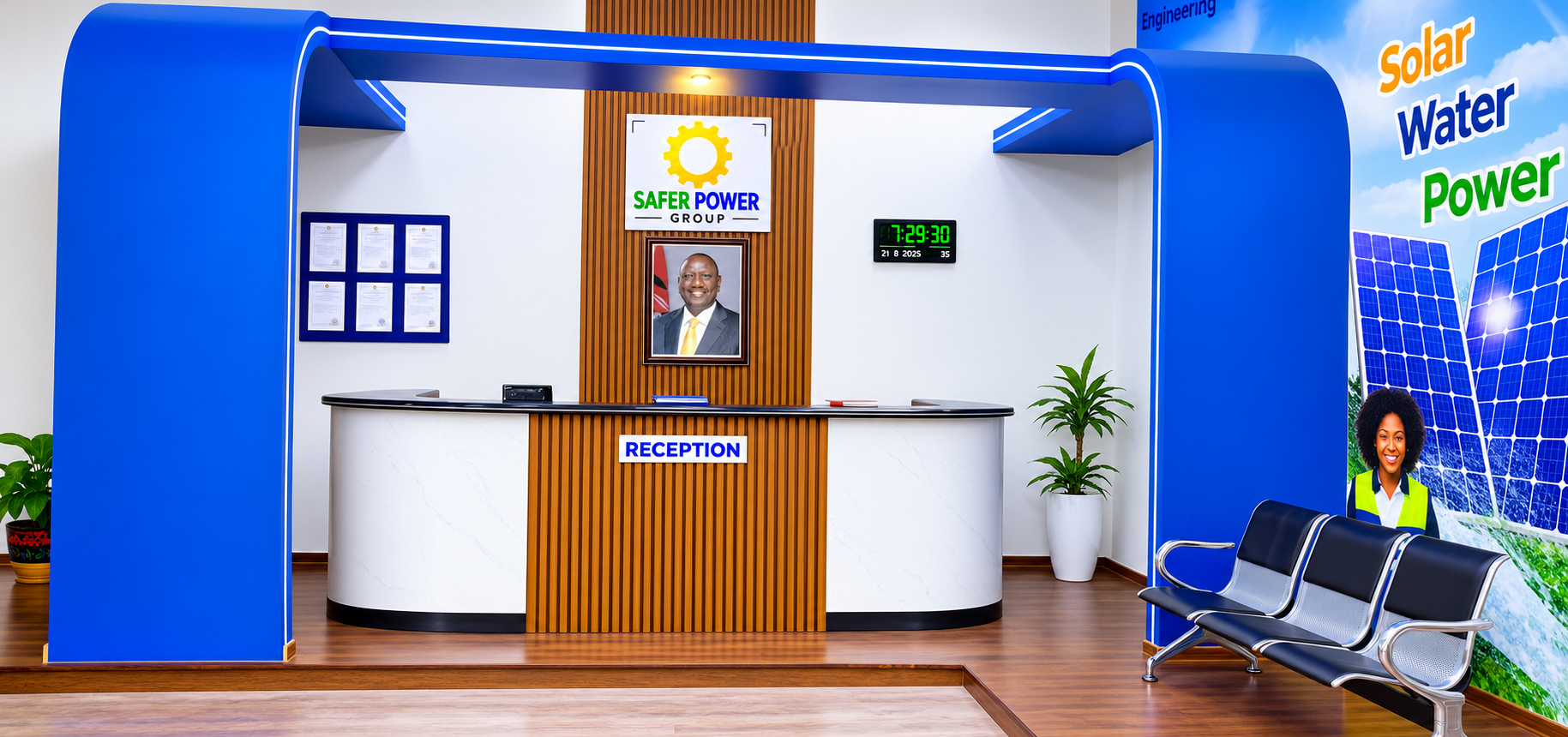 Reception area at Safer Power Group